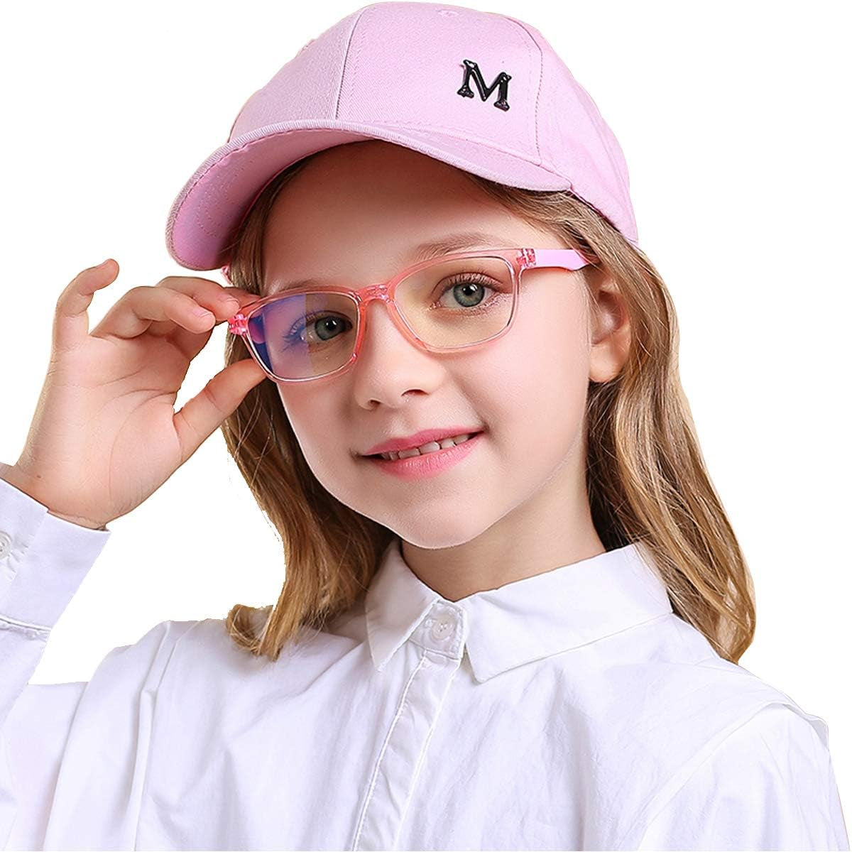 Kids Blue Light Blocking Glasses 2 Pack, anti Eyestrain & UV Protection, Computer Gaming TV Phone Glasses for Boys Girls Age 3-9 (Clear+Transparent Pink)