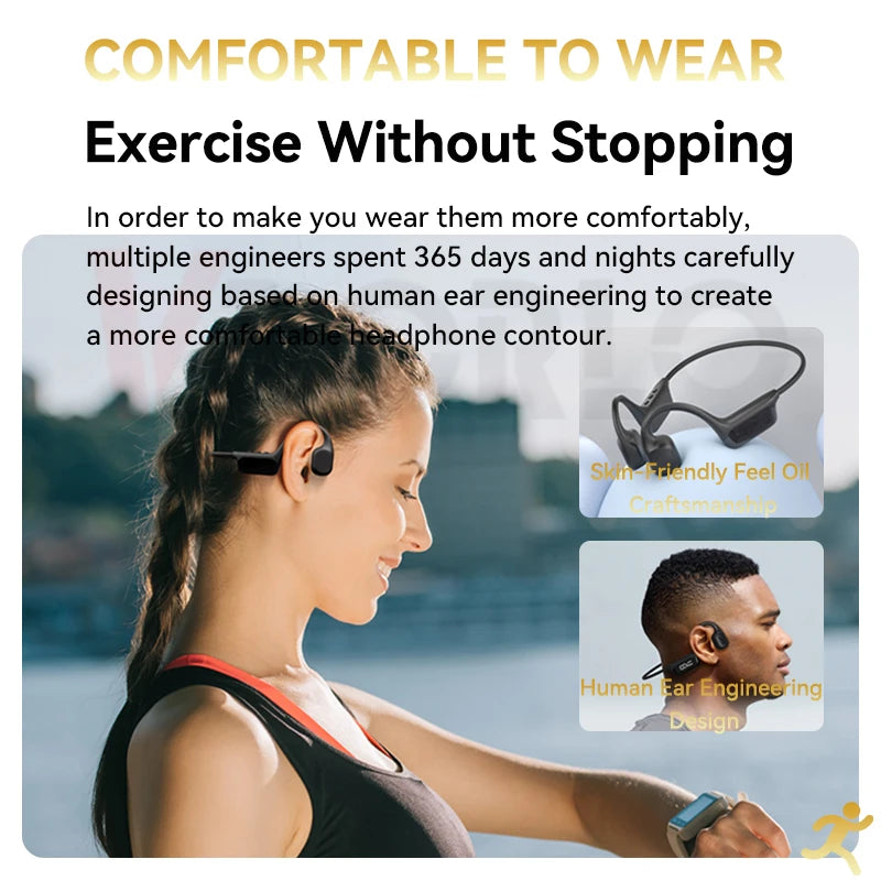 #IPX8 Waterproof Bone Conduction Wireless Headphone Bluetooth 5.4+32GB RAM MP3 Player HIFI Music Sport Swimming Headset with Mic