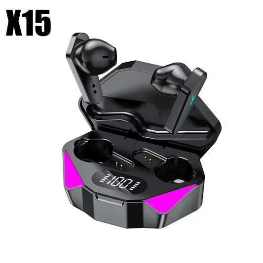 X15 TWS Gaming Earbuds Wireless Bluetooth 5.0 Earphones with Mic Bass Boosted 9D Stereo Sound Positioning Hifi Music Headset
