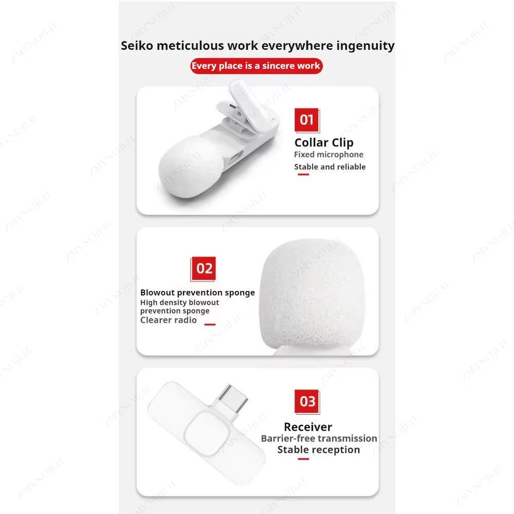 New Wireless Lavalier Microphone Portable Audio Video Recording Mini Microphone for Iphone Android PC Camera Live Gaming Phone