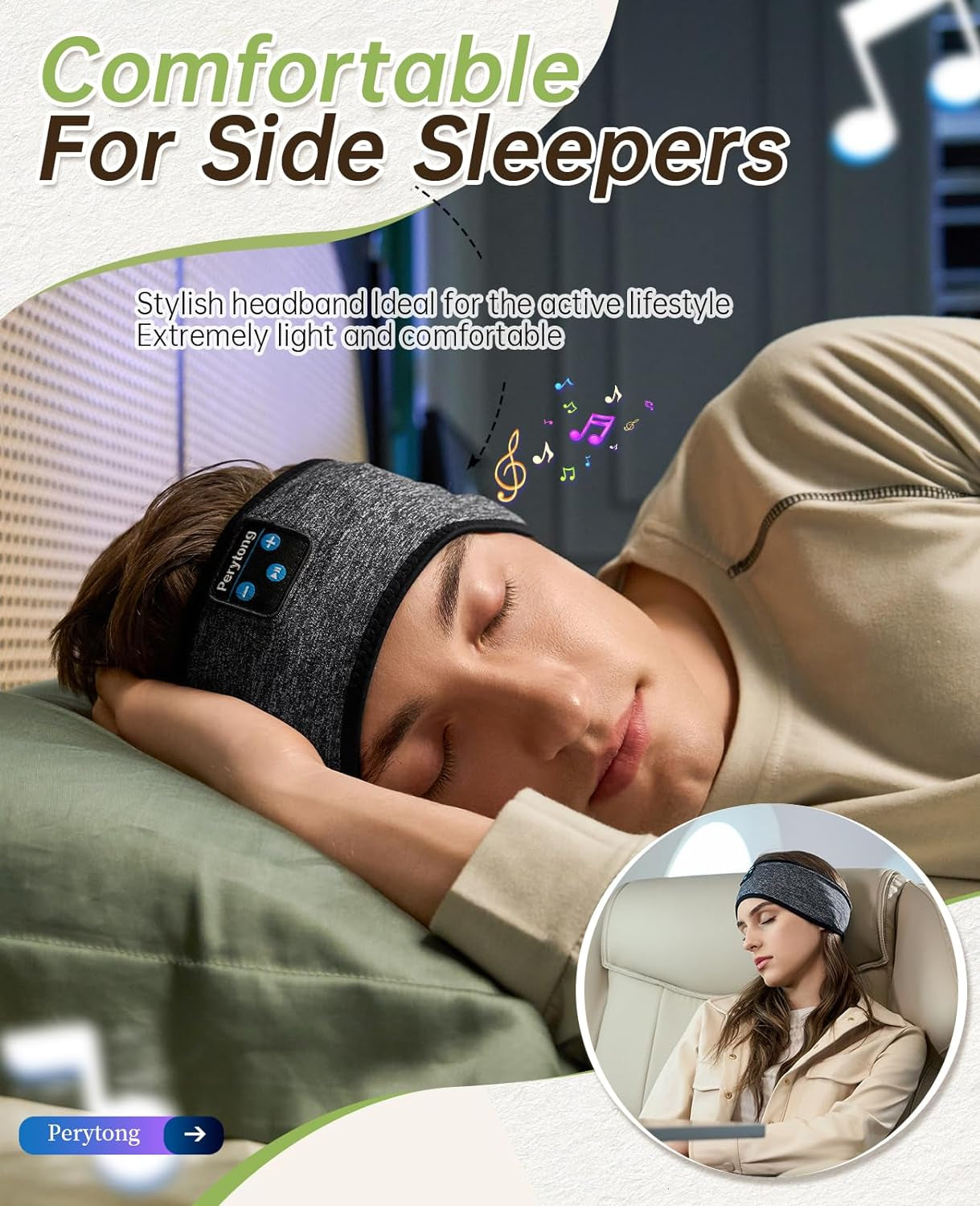Bluetooth Sleep Headphones Headband - Soft Elastic Comfortable Headband, Gifts for Men, Women, Teenagers