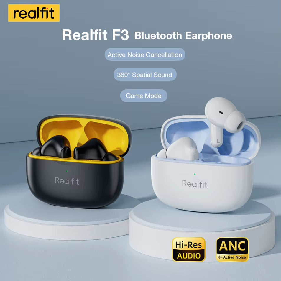 F3 ANC Active Noice Cancellation Bluetooth Earphones ENC Call HIFI Stereo Superb Bass Wireless Earbuds Sport Gaming