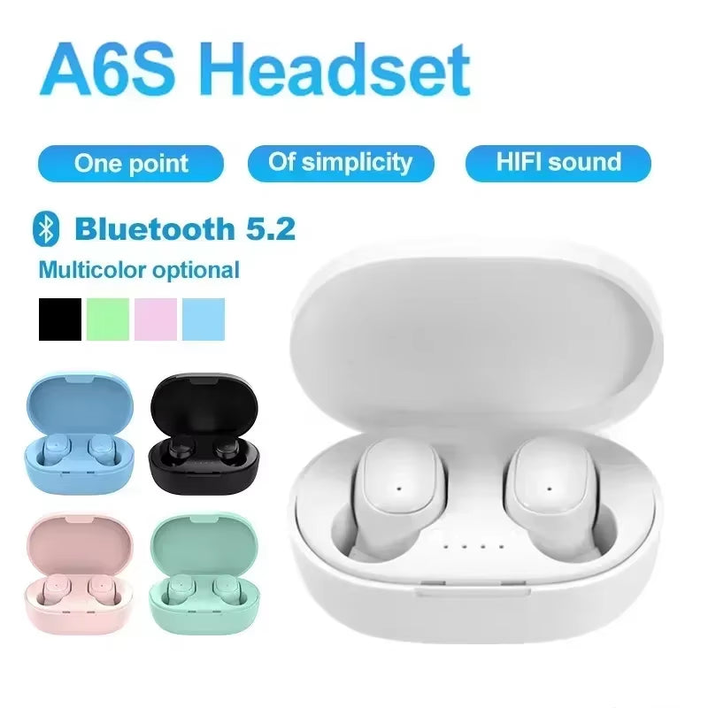 TWS Bluetooth Earphones Wireless Bluetooth Headset Noise Cancelling Headsets with Microphone A6S Headphones for Smartphone