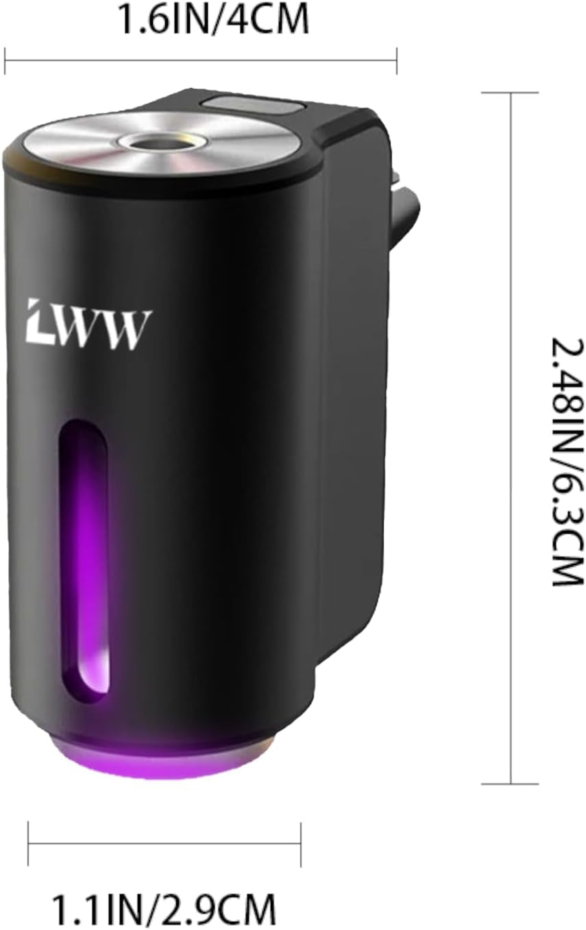 Smart Car Air Freshener, 3 Intensity Levels, Rechargeable Aroma Diffuser, 3 X 10Ml Perfume Bottles, Adjustable, Black Strong Scent (Tranquili+Fresh+Ocean Flavour)