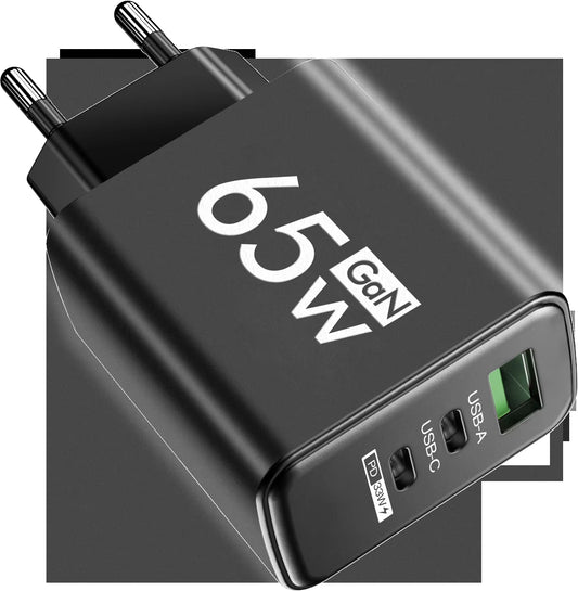 Gan PD Fast Charger with Type C and USB Ports 3 in 1 Quick Charging Adapter for Iphone 15 Samsung Huawei Xiaomi Mobile Devices