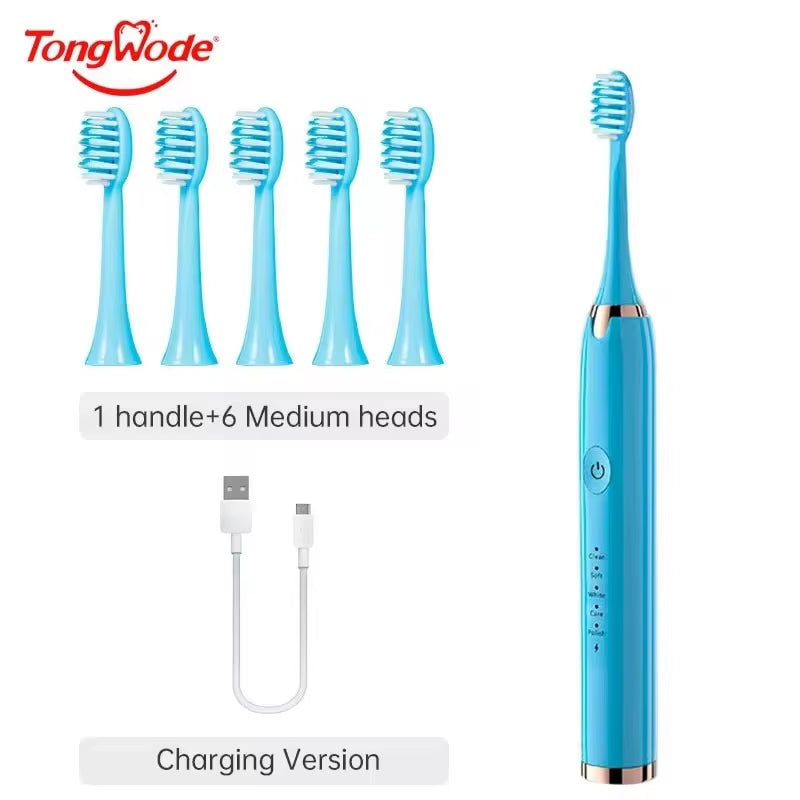 Electric Sonic Toothbrush USB Rechargeable Waterproof Electronic Ultrasonic Whitening Tooth Brushes Replacement Heads