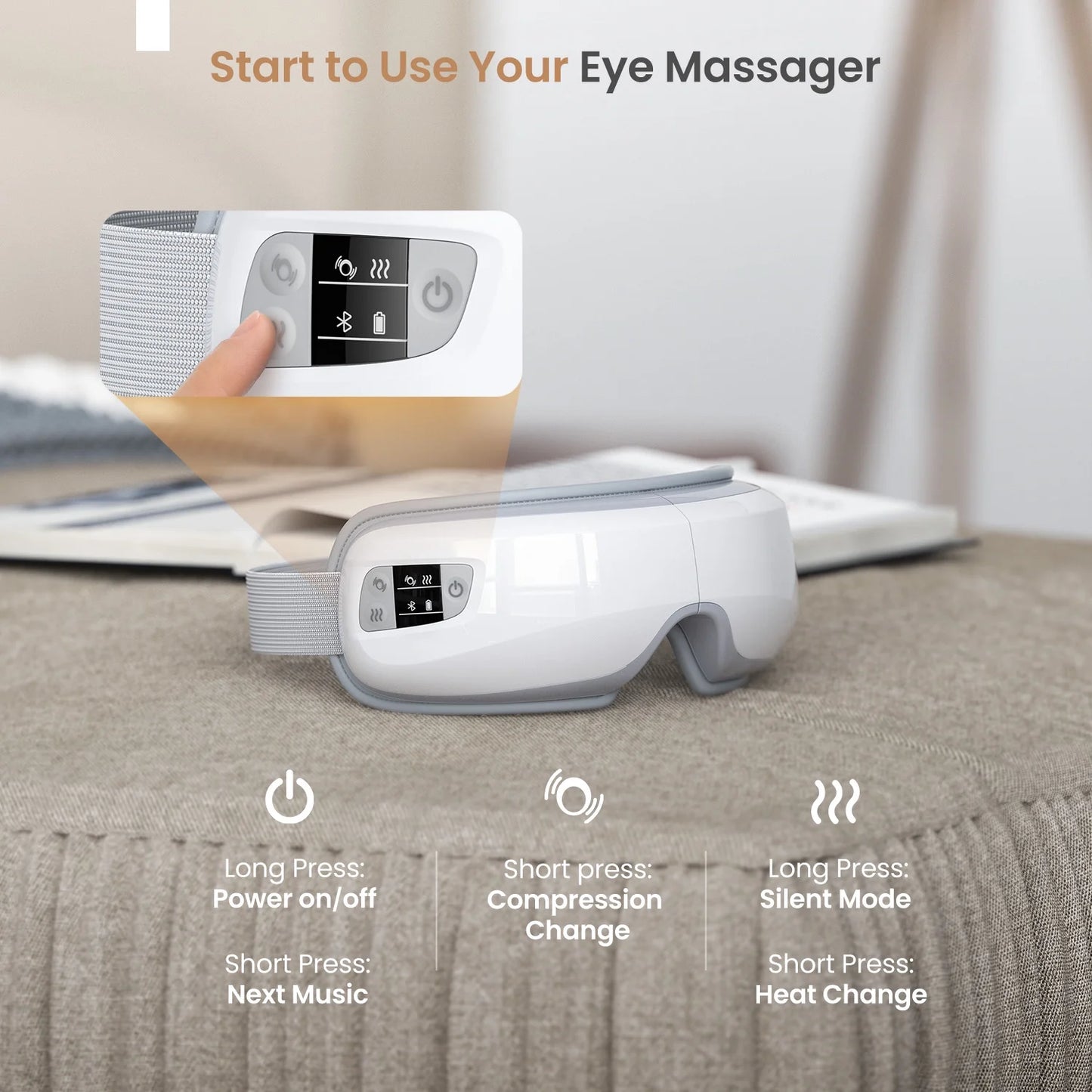 Heated Eye Massager with Air Compression, FSA HSA Eligible, Birthday Gifts Eye Mask for Relax, Reduce Strain