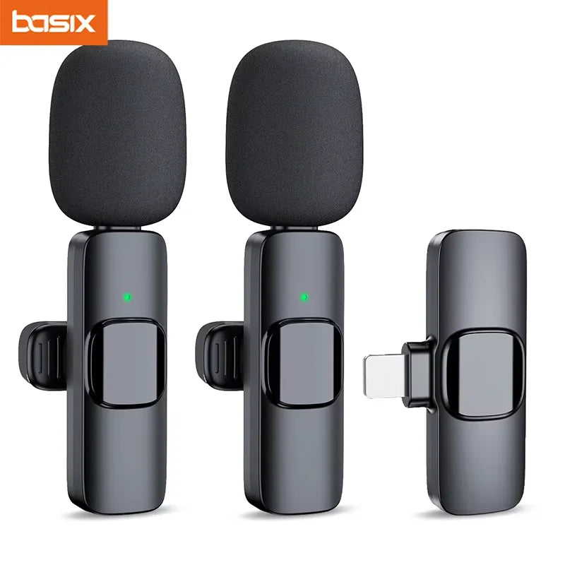 2.4G Wireless Lavalier Microphone Portable Audio Video Recording Mini Mic for Iphone Android Live Broadcast Gaming Phone