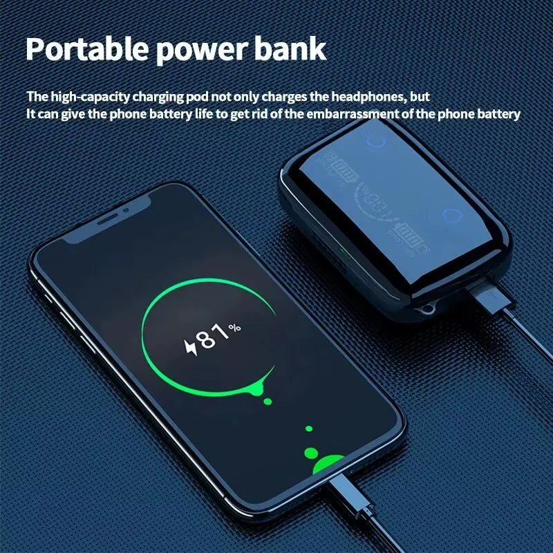 M19 Bluetooth Headset Wireless Tws Gaming Support Noise-Cancelling Touch In-Ear Mini Emergency Power Bank Headset