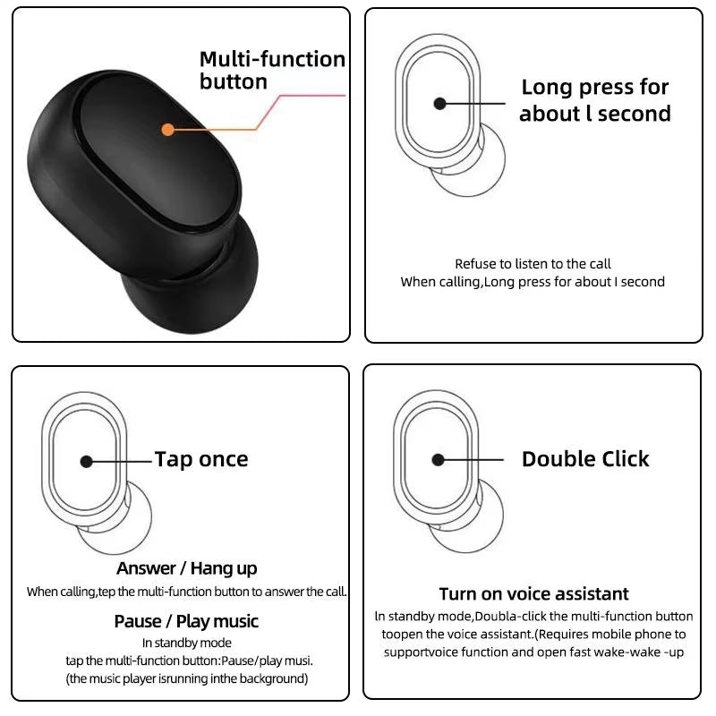 Xiaomi  Airdots 2, Bluetooth 5.0 Wireless Headphones, Wireless Earbuds, Hands-Free Stereo Headphones with Microphone