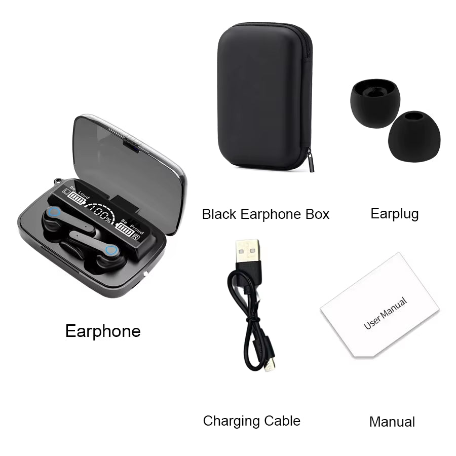 M19 Bluetooth Headset Wireless Tws Gaming Support Noise-Cancelling Touch In-Ear Mini Emergency Power Bank Headset