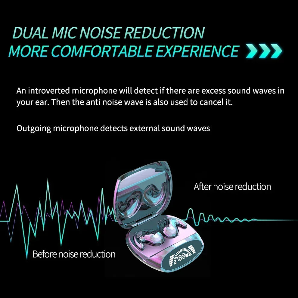 Sleep Invisible Stereo Headset IPX5 Waterproof Wireless Bluetooth Earphone Earbuds with Mic for Phone Bluetooth 5.3 Headphones