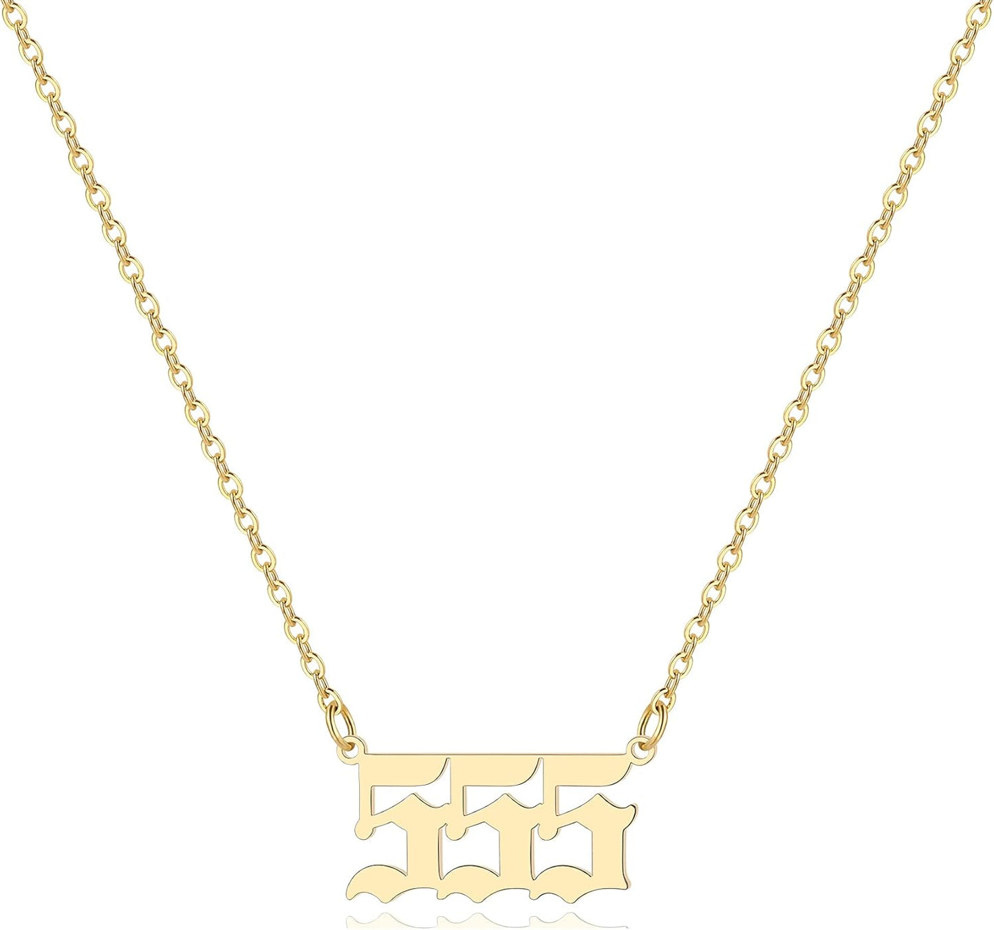 Angel Number Necklace for Women, 18K Gold Plated 000 111 222 333 444 555 666 777 888 999 Necklace Numerology Jewelry