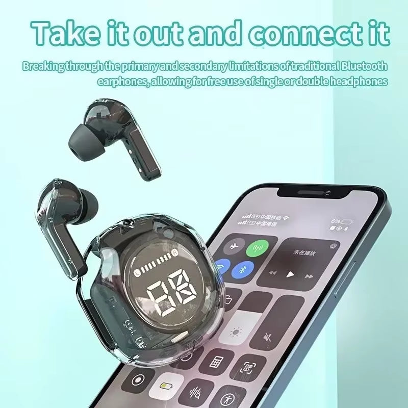 HK6TWS Bluetooth Wireless Earphones LED Power Display Stereo Sound Digital Audio No-Noise Technology for PHONE